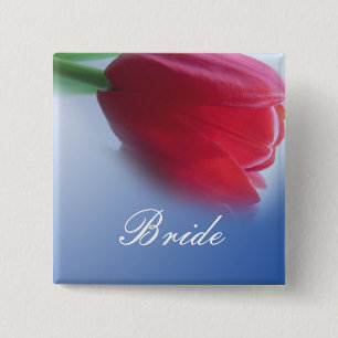 Badge Carré 5 Cm Fleur de tulipe rouge unique