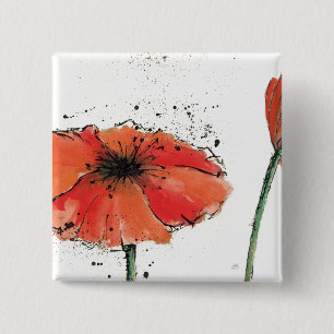 Badge Carré 5 Cm Fleur en pleine floraison