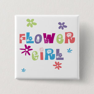Badge Carré 5 Cm Fleur fille
