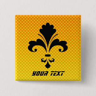 Badge Carré 5 Cm Fleur jaune-orange de lis