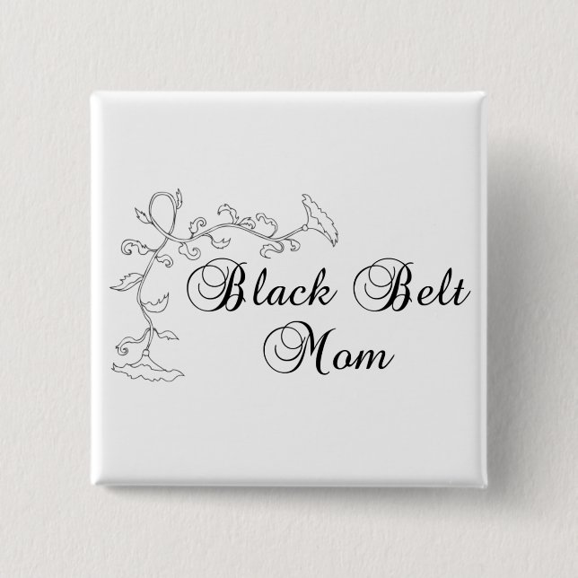 Badge Carré 5 Cm Fleur Martial Arts Black Belt Maman (Devant)