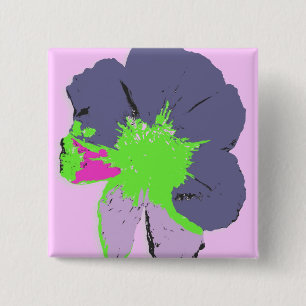 Badge Carré 5 Cm Fleur PopArt/Splash couleur