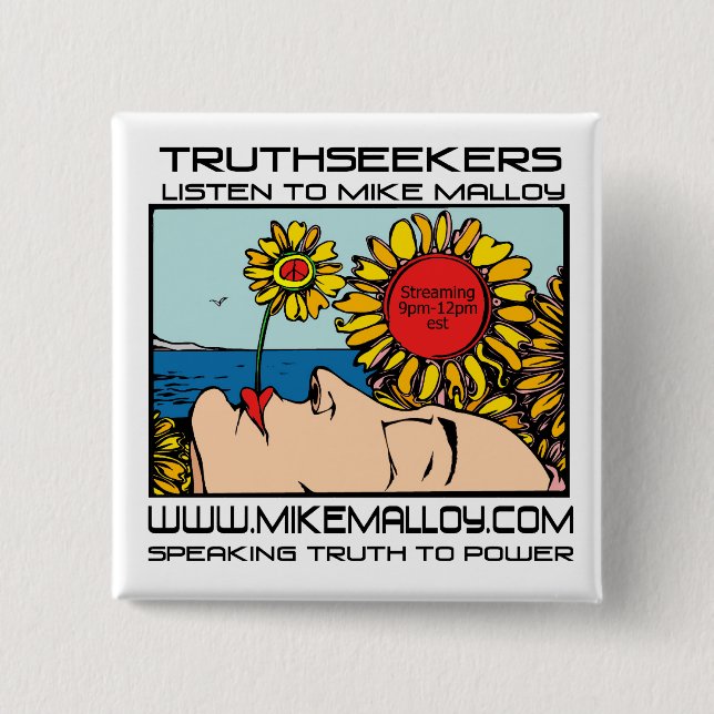 BADGE CARRÉ 5 CM FLEUR POWR TRUTHSEEKER (Devant)