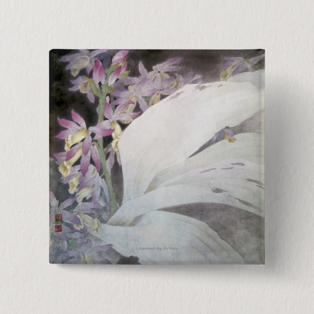 Badge Carré 5 Cm Fleur Seires II Phaiuses (Devant)
