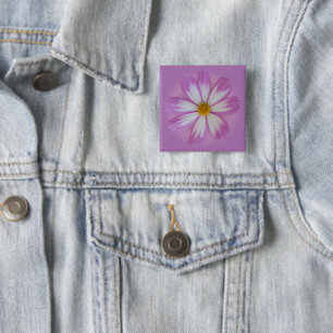 Badge Carré 5 Cm Fleur violette claire
