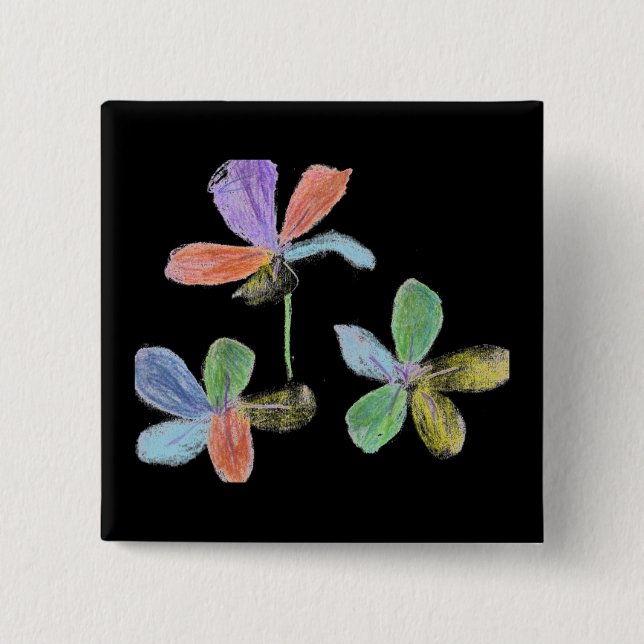 Badge Carré 5 Cm Fleurs à la chaloupe (Devant)