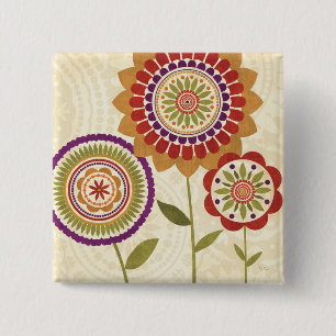 Badge Carré 5 Cm Fleurs contemporaines d'automne