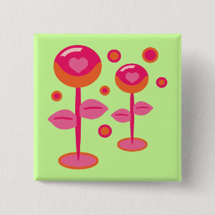 Badge Carré 5 Cm Fleurs d'amour