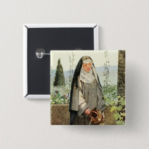 Badge Carré 5 Cm Fleurs d'arrosage St Clare d'Assisi (M 065)