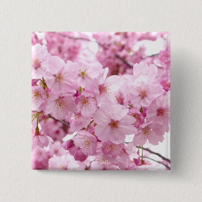 Badge Carré 5 Cm Fleurs de cerisier (Devant)