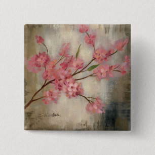 Badge Carré 5 Cm Fleurs de cerisier