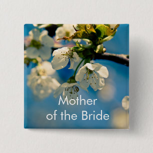 Badge Carré 5 Cm Fleurs de cerisier • Bouton de mariage