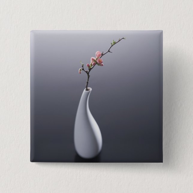 Badge Carré 5 Cm Fleurs de cerisier dans le vase (Devant)