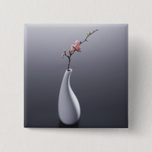 Badge Carré 5 Cm Fleurs de cerisier dans le vase