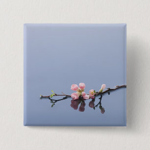 Badge Carré 5 Cm Fleurs de cerisier sur l'eau