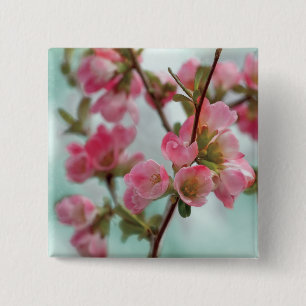 Badge Carré 5 Cm Fleurs de coing