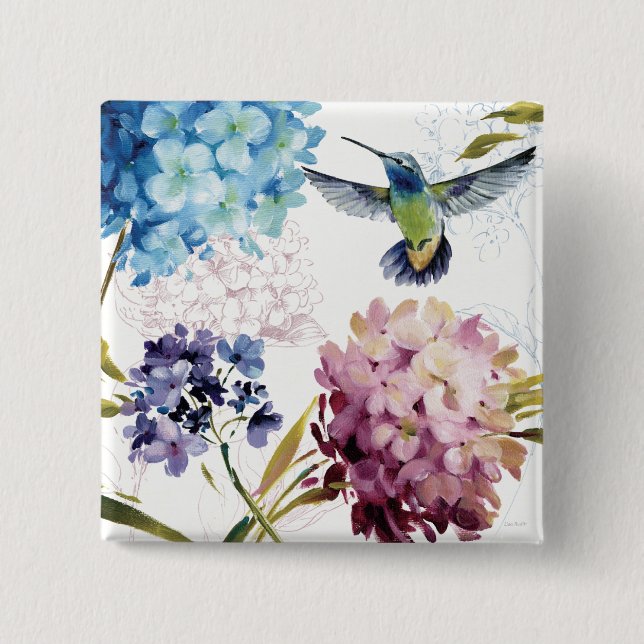 Badge Carré 5 Cm Fleurs de ressort (Devant)