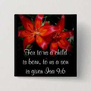 Badge Carré 5 Cm Fleurs de rouge de Noël