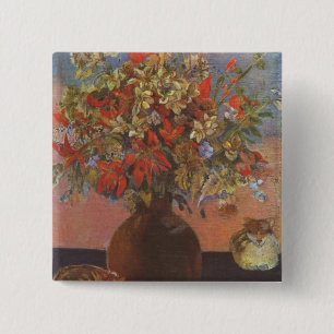 Badge Carré 5 Cm Fleurs et chats - Paul Gauguin