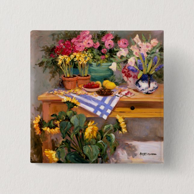 Badge Carré 5 Cm Fleurs fraîches I (Devant)