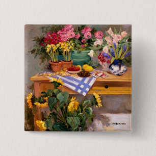Badge Carré 5 Cm Fleurs fraîches I