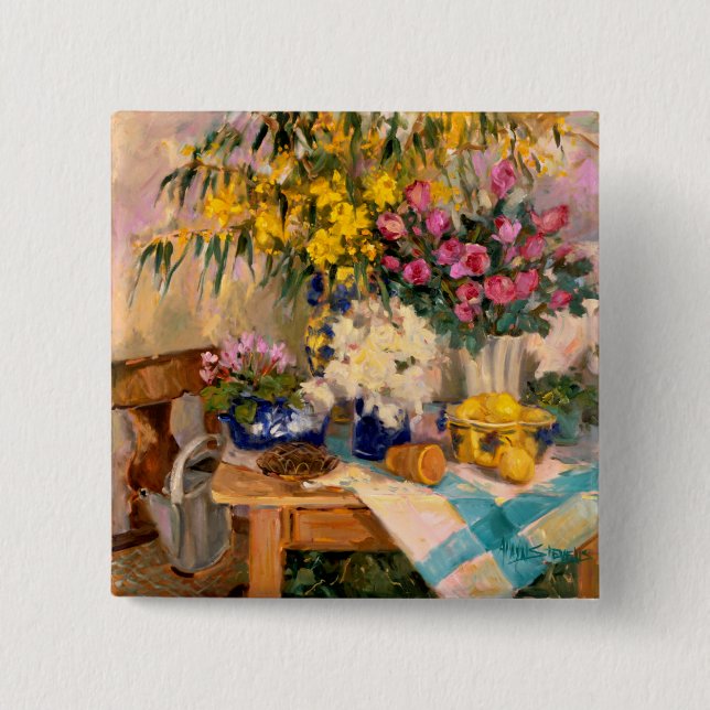 Badge Carré 5 Cm Fleurs fraîches II (Devant)