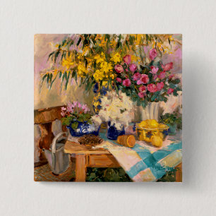 Badge Carré 5 Cm Fleurs fraîches II