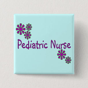 Badge Carré 5 Cm Fleurs pédiatriques de pourpre d'infirmière