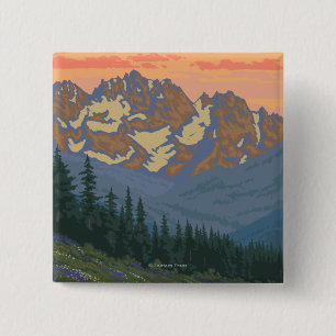 Badge Carré 5 Cm Fleurs printanières - Parc national de Yellowstone