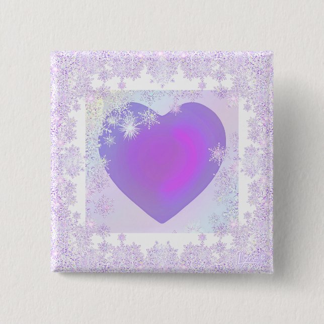 Badge Carré 5 Cm Flocon de neige pourpre (Devant)