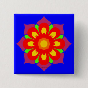 Badge Carré 5 Cm Flocon de neige psychédélique