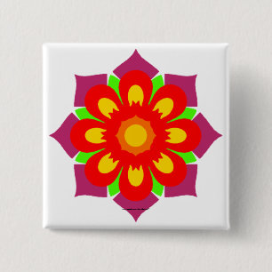 Badge Carré 5 Cm Flocon de neige psychédélique