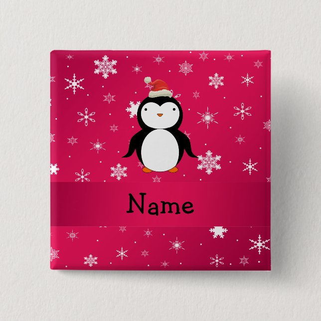 Badge Carré 5 Cm Flocons de neige nommés personnalisés de rose de (Devant)