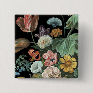 Badge Carré 5 Cm Floral baroque - bouquet des fleurs