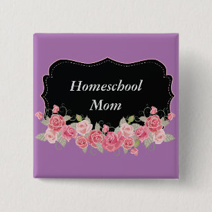 Badge Carré 5 Cm Floral Beauté Homeschool Maman