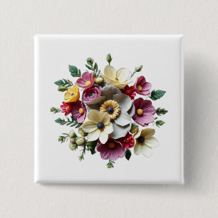 Badge Carré 5 Cm Floral Boquete 3D