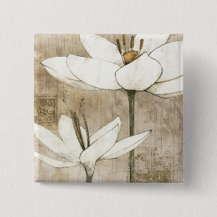 Badge Carré 5 Cm Floral dessiné par le crayon
