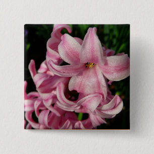 Badge Carré 5 Cm Floral Pink Hyacinth
