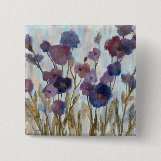 Badge Carré 5 Cm Floral soustrait dans le pourpre (Devant)