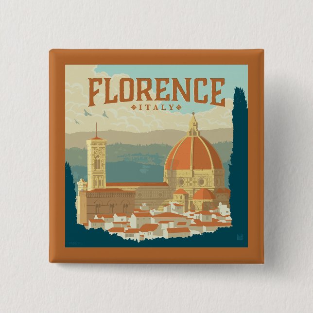 Badge Carré 5 Cm Florence, Italie (Devant)