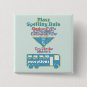 Badge Carré 5 Cm Floss Rule Phonics Apprentissage Anglais