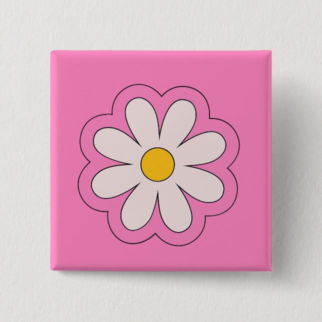 Badge Carré 5 Cm Flower (Devant)