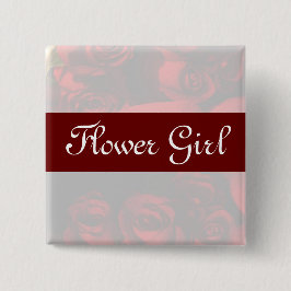Badge Carré 5 Cm "Flower Girl" - Bouquet Rose rouge (2)