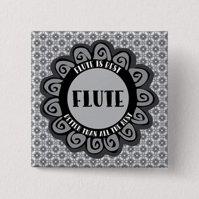 Badge Carré 5 Cm Flute est le meilleur (Devant)