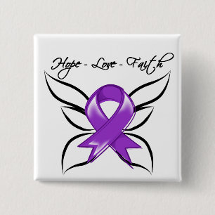 Badge Carré 5 Cm Foi d'amour d'espoir de Cancer d'ESSENTIEL