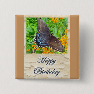 Badge Carré 5 Cm Foncé Phase Tigre Swallowtail Butterfly Anniversai