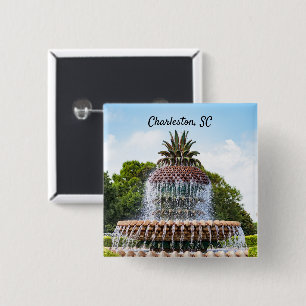 Badge Carré 5 Cm Fontaine d'ananas à Charleston, SC
