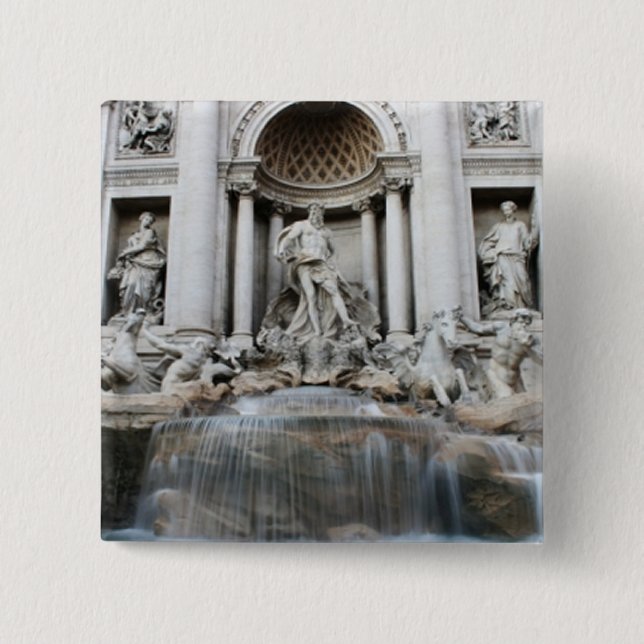 Badge Carré 5 Cm Fontaine de Trevi Rome (Devant)