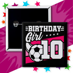 Badge Carré 5 Cm Football 10 ans Football 10e anniversaire fille