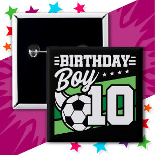 Badge Carré 5 Cm Football 10 ans Football Enfants 10e anniversaire